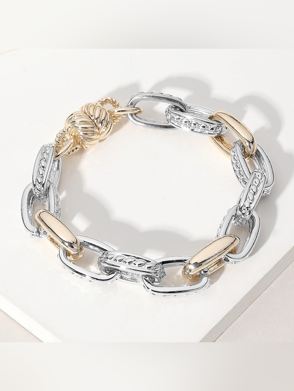 14K Gold Plated Two Tone Chain Magnetic Bracelet